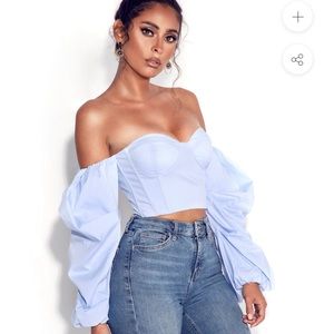 NWT Miss Circle off the should bustier corset long sleeve top